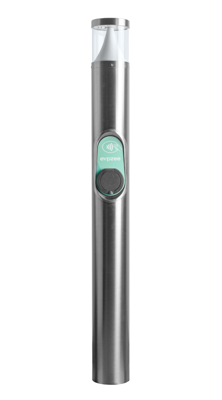 on-street ev charging stainless steel illuminated bollard