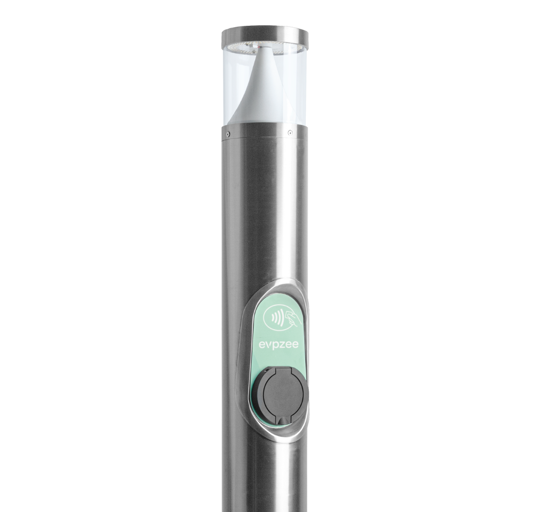 Acrospire evpzee illuminated bollard on-street ev charging bollard